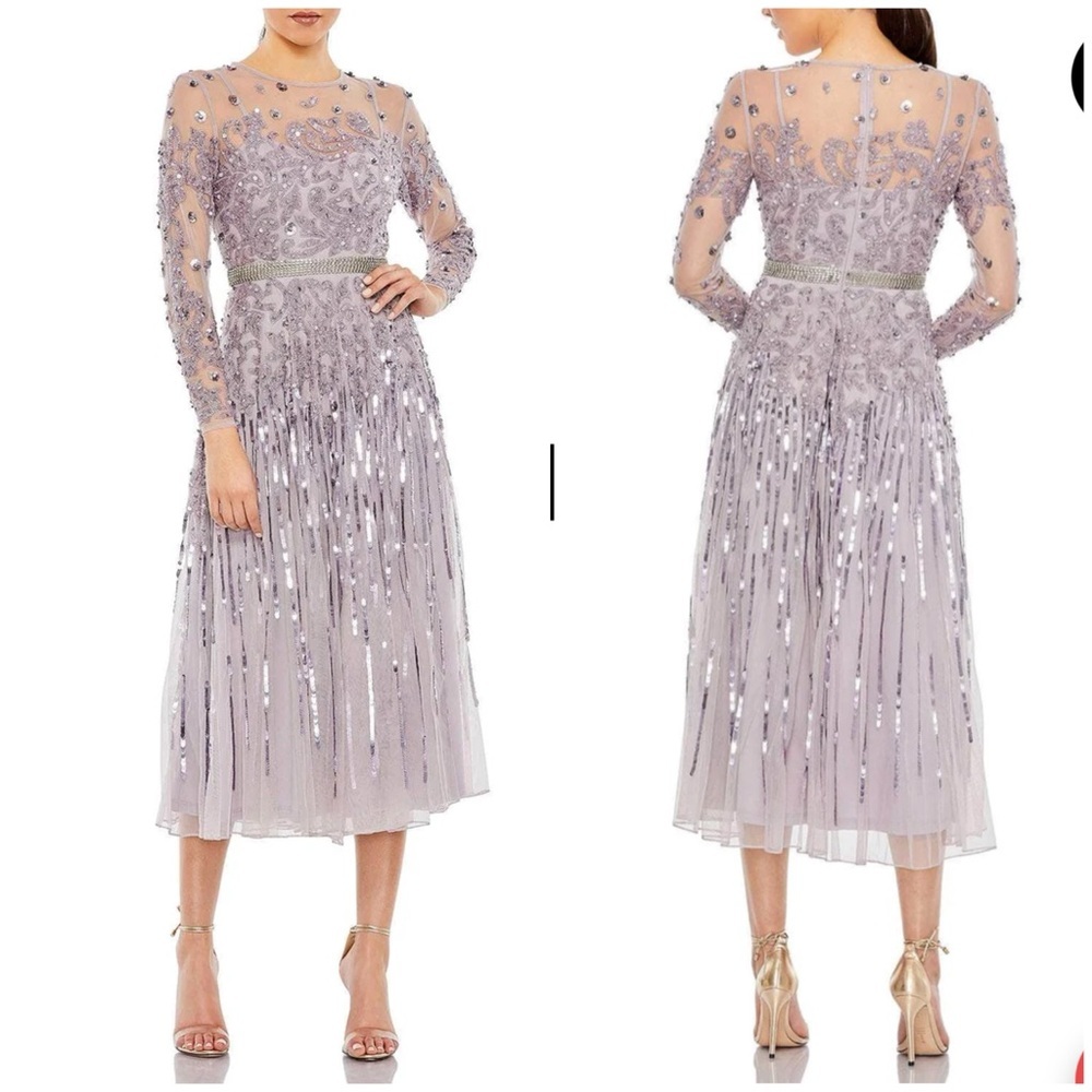 Nwt Mac Duggal 93633 Embellished A Line Knee Length Dress Lilac Sz 8